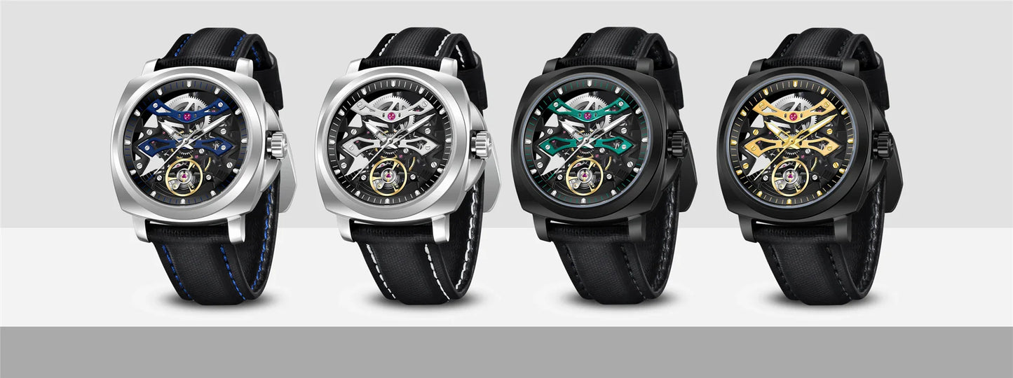 PAGANI DESIGN PD-YS017 “Midnight Machine” | 40MM Sapphire Automatic Men’s Watch | 100M Diver Grade Waterproof Skeleton Lume Timepiece