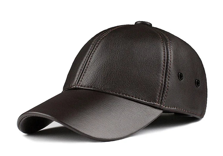 Full-Leather Seoul Swing Cap – Real Cowhide Adjustable Baseball Hat for Golf, Street & Cold Weather Flex