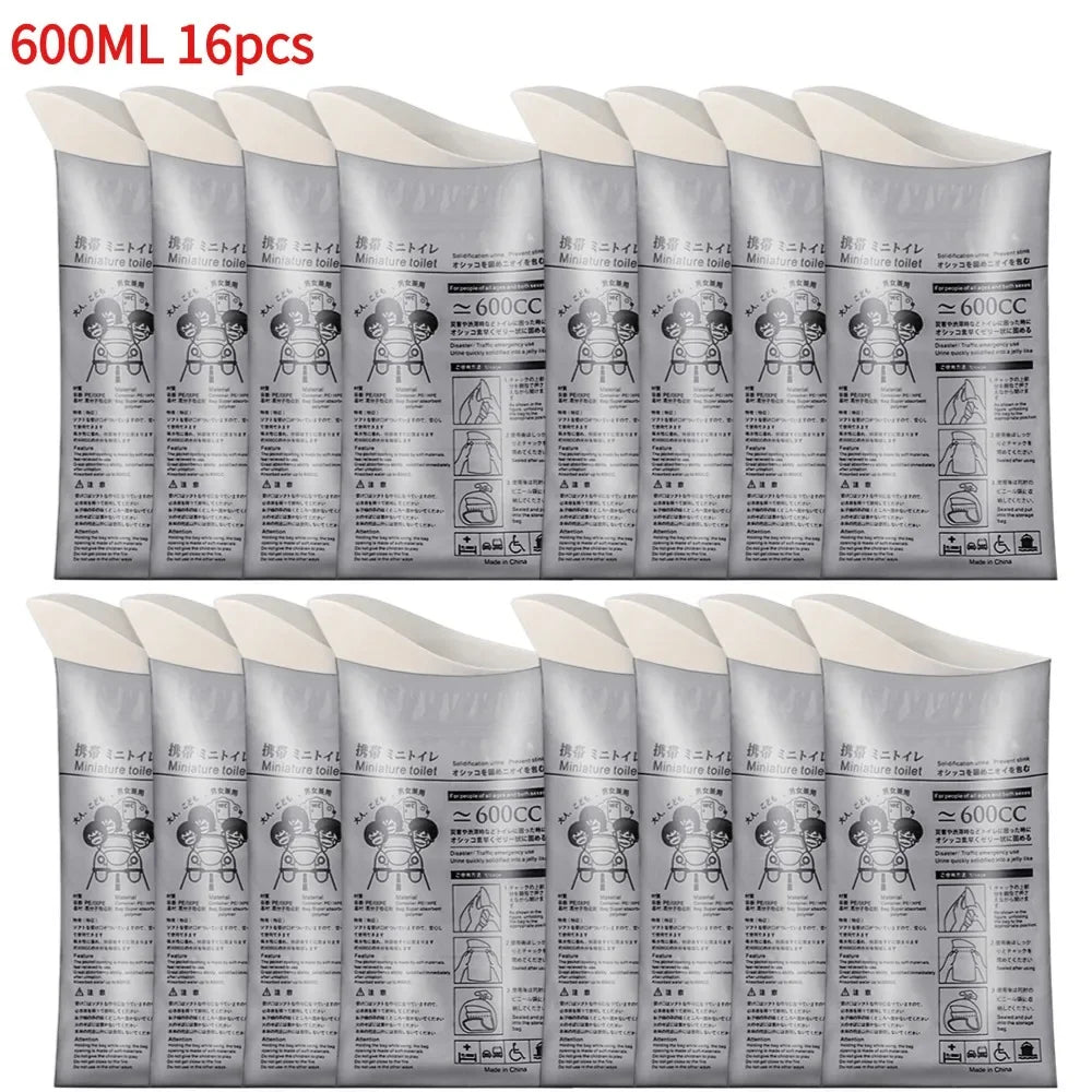 GoTime Bags – 4–40Pc Travel Pee & Emergency Urine Bags for Men, Women & Kids | 600ml/700ml Portable Leakproof Mini Toilets