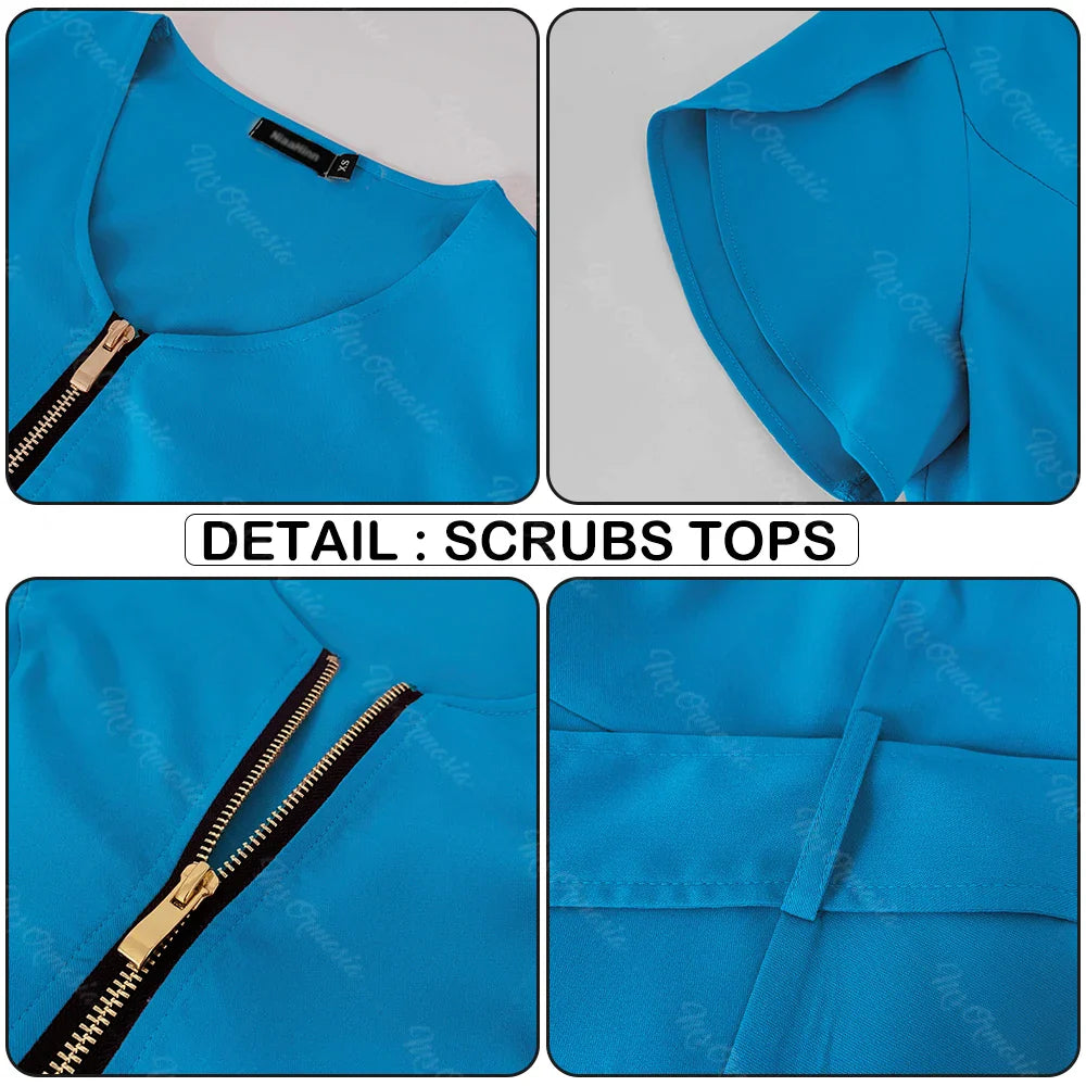 Unisex Medical Scrub Set | Fashionable & Breathable Beauty Salon & Nurse Uniform | Zipper Lapel Design