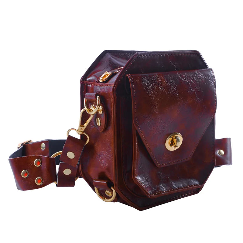 NIGHT RAID // Retro Punk PU Leg Harness Waist Bag – Crossbody Utility Pouch for Women