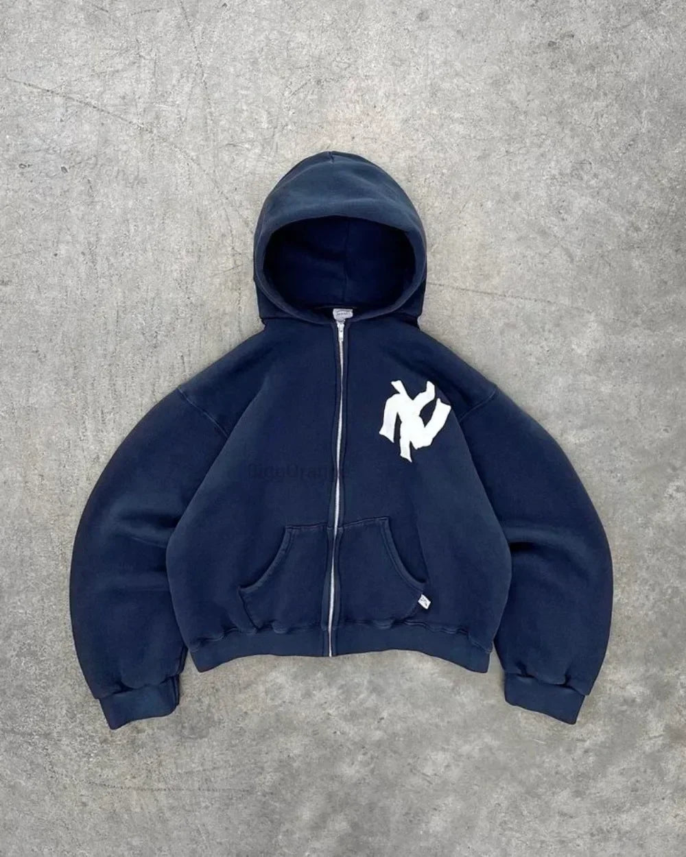 Electric Blue Anarchy Hoodie – Y2K Harajuku Letter Print Zip-Up for Men & Women, Street Royalty Edition