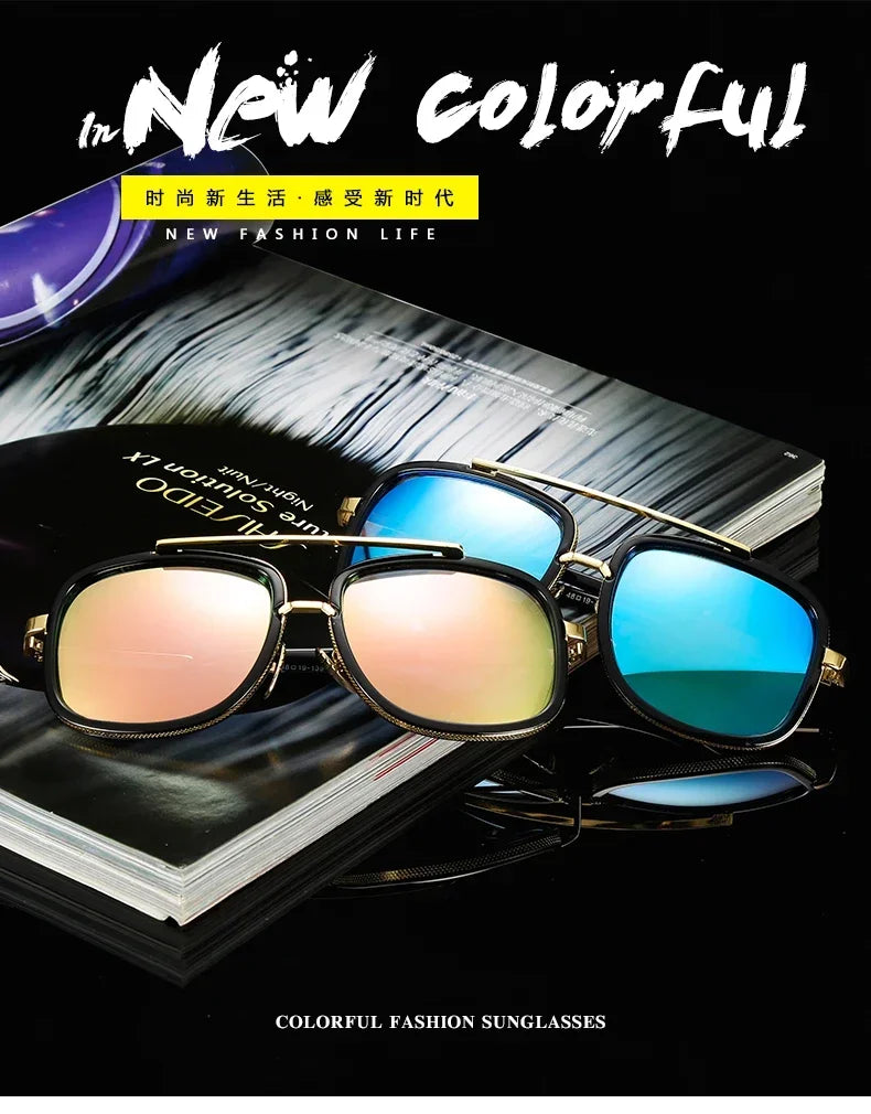 DEATHEYES KP1828 – Oversized Metal Gradient Sunglasses for Men | GTA Getaway Edition UV400 Shades