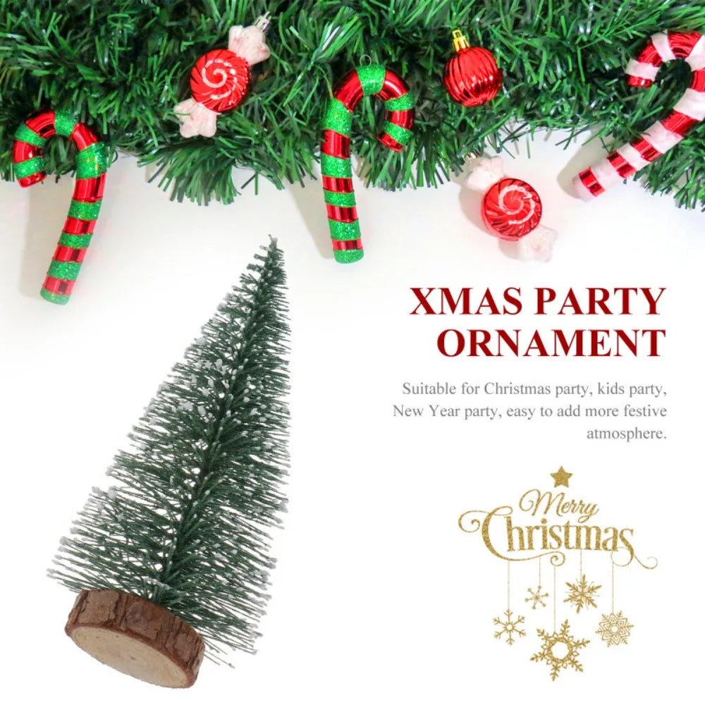 Snow-Kissed Mini Pine — Desktop Christmas Tree with Natural Wood Base (10–40 cm), Cozy Winter Decor for Home, Office & Parties