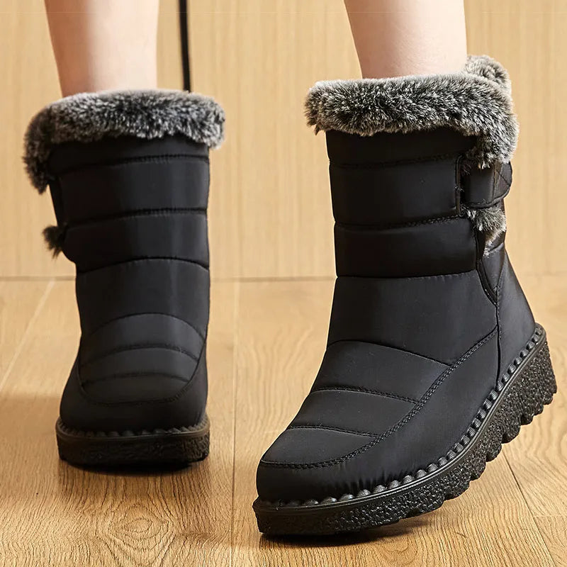 2025 Trend Women's Winter Snow Boots – Waterproof Low-Heel Ankle Boots with Plush Lining