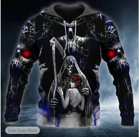 Men's 3D Skull Hoodie Sweatshirt – Skull Head Print Pullover for Autumn Fashion