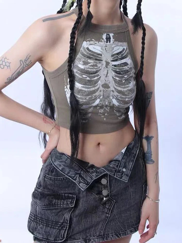 X-RAY VISION TANK – Cyberpunk Skeleton Crop for Future Rebels & Street Sirens