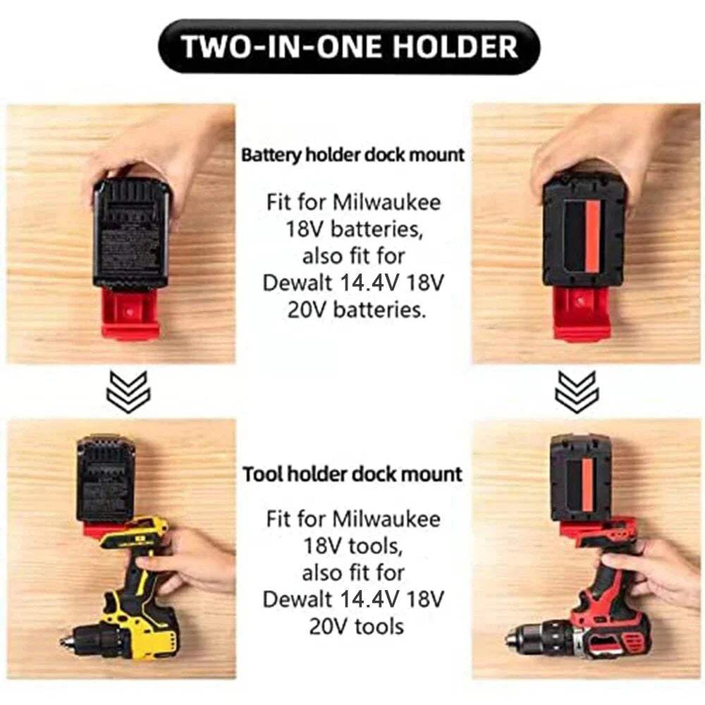 Backstage Bolt-Locker – Dual-Mount Drill + Battery Holster for Dewalt & Milwaukee 18V Power Tools