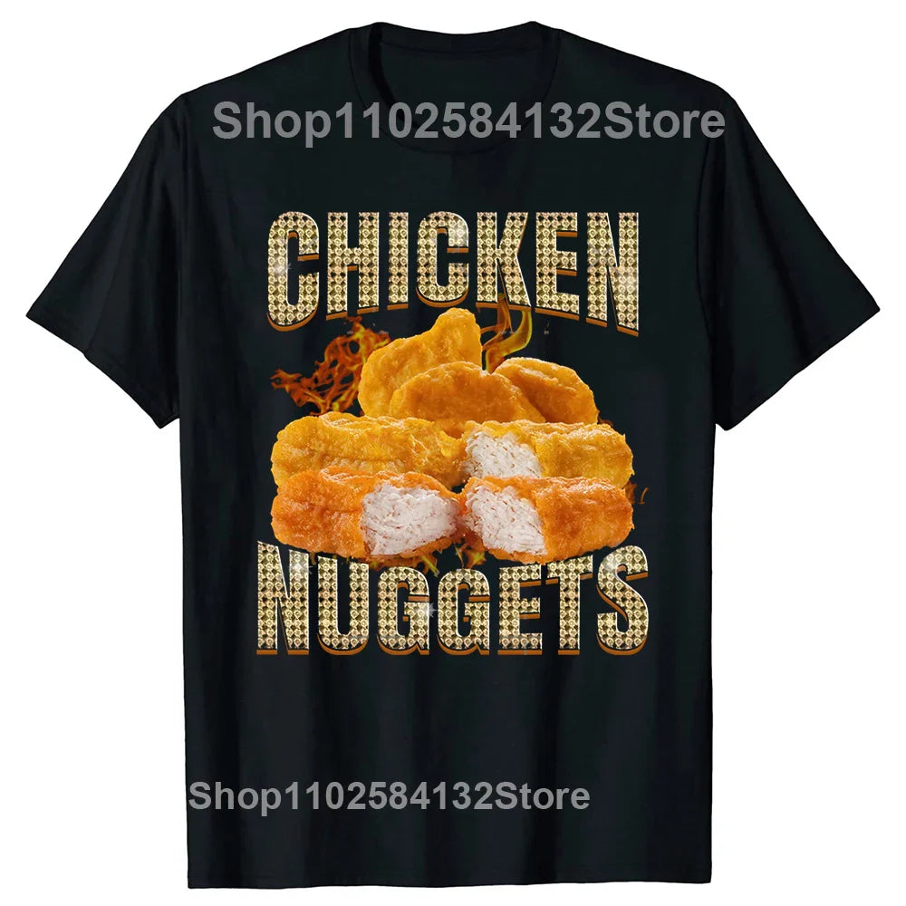 Nugget Lord Tee — Hilarious Chicken Nugget Meme Shirt for Men & Women, Oversized Casual Cotton Vibes with Heavy Metal Attitude