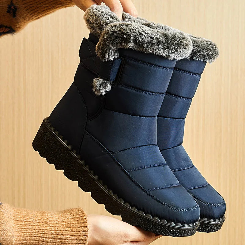 2025 Trend Women's Winter Snow Boots – Waterproof Low-Heel Ankle Boots with Plush Lining