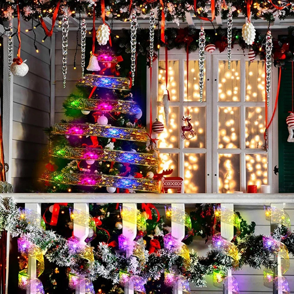 THOOBO! GlowRibbon Fairy Lights — 3m/5m Christmas Bow String Lights for Trees, Mantels & DIY Décor (Battery Powered) ✨