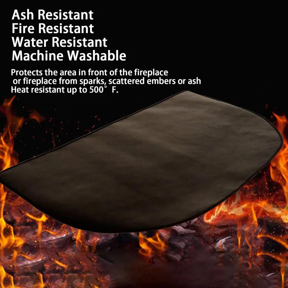 Double-Layer Fireproof Fireplace Mat – Heat-Resistant Fiberglass Floor Protector for Wood Floors & Hearth Safety