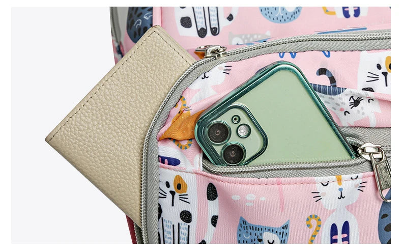 JoyTrail Mommy Backpack — Lightweight Printed Nylon Maternity & Baby Travel Bag with Large Capacity