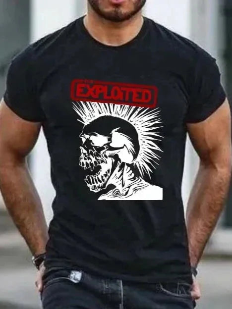 Skull Signal Lost Graphic T-Shirt – Exploited Punk Chaos Drop for Men | Harajuku Streetwear Hit