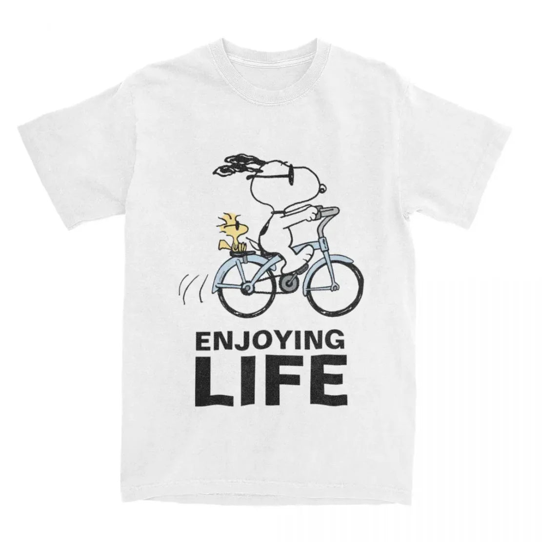Snoopy & Woodstock Holiday Ride T-Shirt – Men’s & Women’s Cotton Comic Classic – Christmas Bicycle Adventure Tee