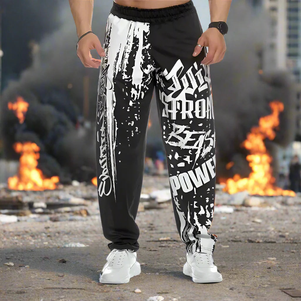 CLIFFORDLENOX™ CHAOS MODE Graffiti-Tech Sweatpants | Quick-Dry Breathable Rockstar Training Joggers (Men’s)