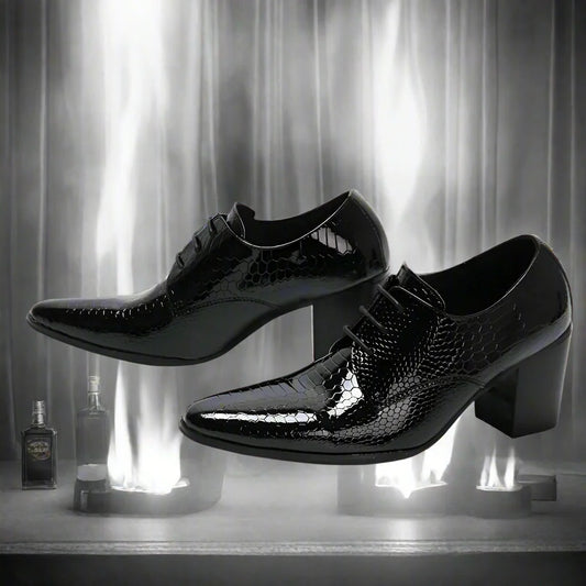 COOGERLOVE™ DOMINATOR HEIGHT BOOST Pointed Toe Thick Heel Leather Powerwalkers – Men’s Gothic Formal Trend Uplift Shoes