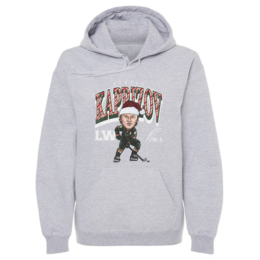 Kirill Kaprizov Minnesota Cartoon Santa Hat WHT