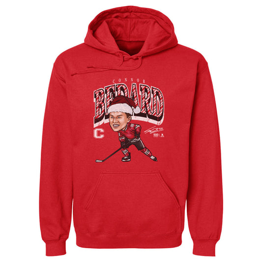 Connor Bedard Chicago Cartoon Santa Hat WHT