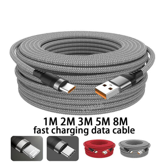 Super Fast USB-C Lightning & Micro USB Cable 3M/5M – Long Braided Charger For iPhone, Android & More ⚡🔌