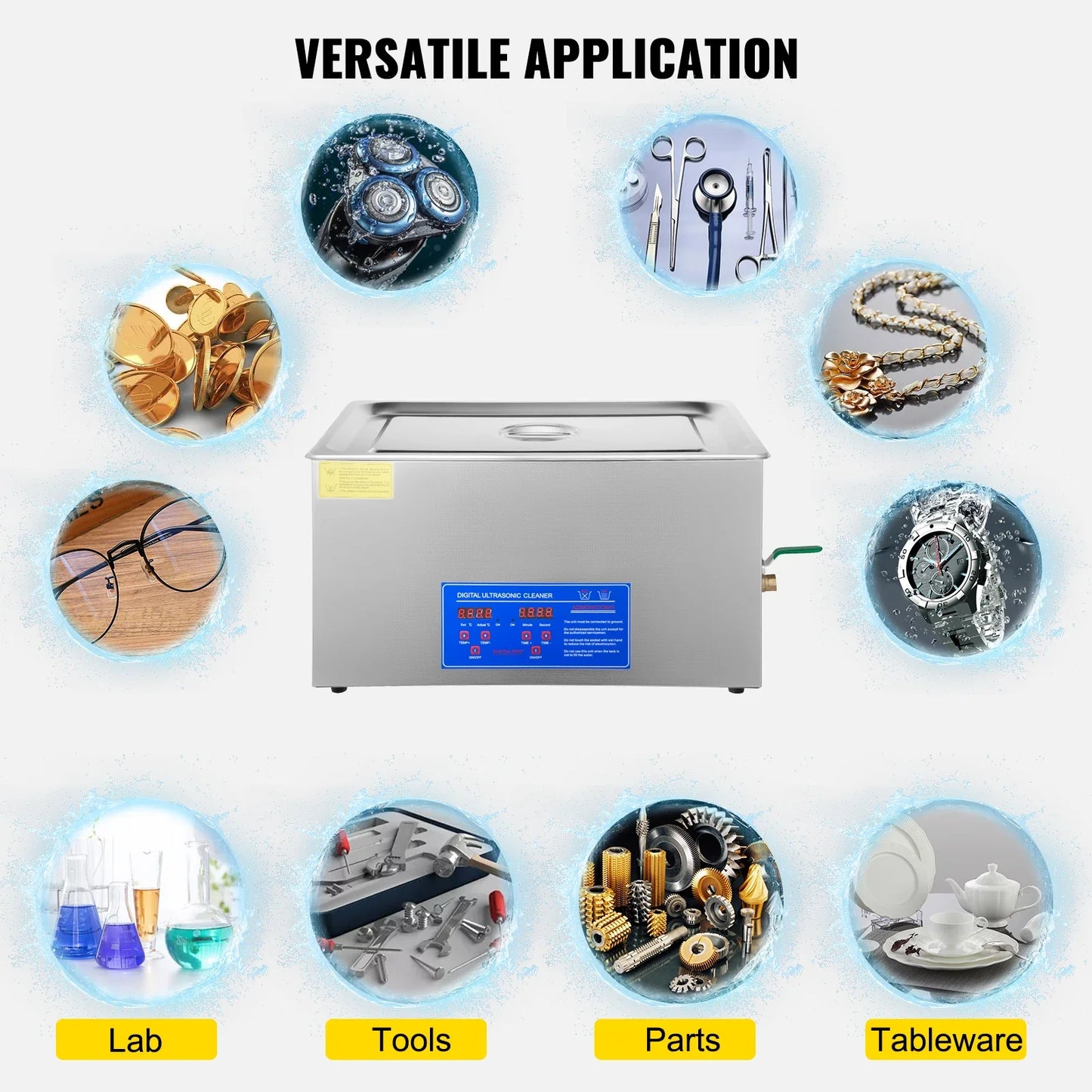 VEVOR Sonic Suds Pro – Ultra-Powered Ultrasonic Cleaner for Jewelry, Tools, Glasses, Watches & More | 1.3L–30L Sizes | Pro Wash in Minutes