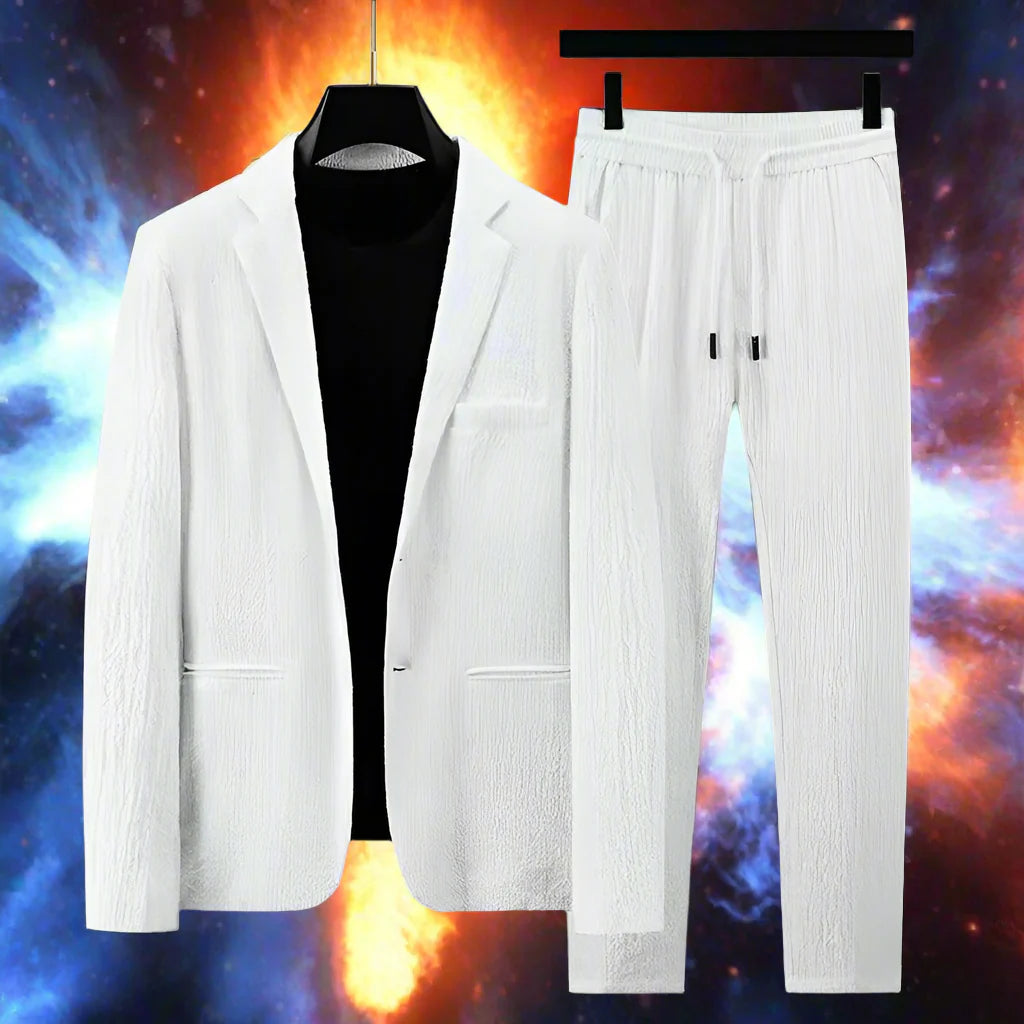 Summer Autumn Men’s Fashion Suit Long Sleeve Korean Casual Two Piece Set