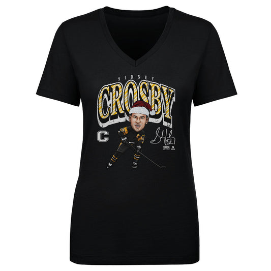 Sidney Crosby Pittsburgh Cartoon Santa Hat WHT