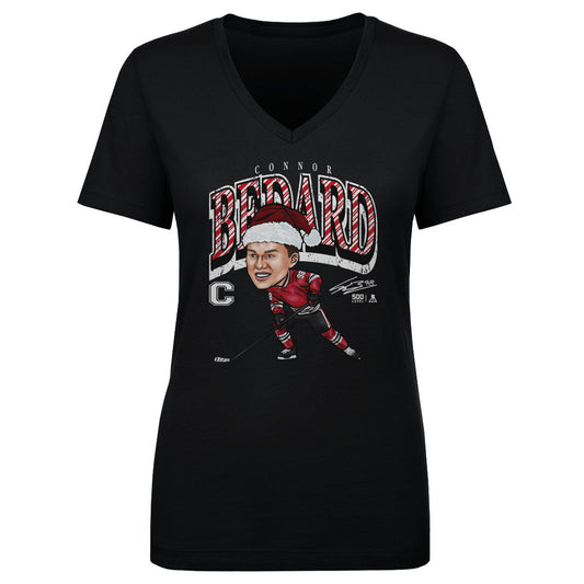 Connor Bedard Chicago Cartoon Santa Hat WHT