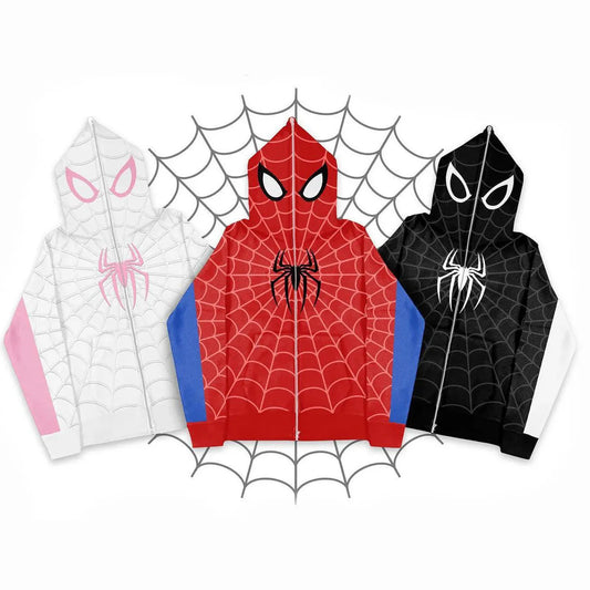 Women's Y2K Spider Web Red Hoodie Sweatshirt