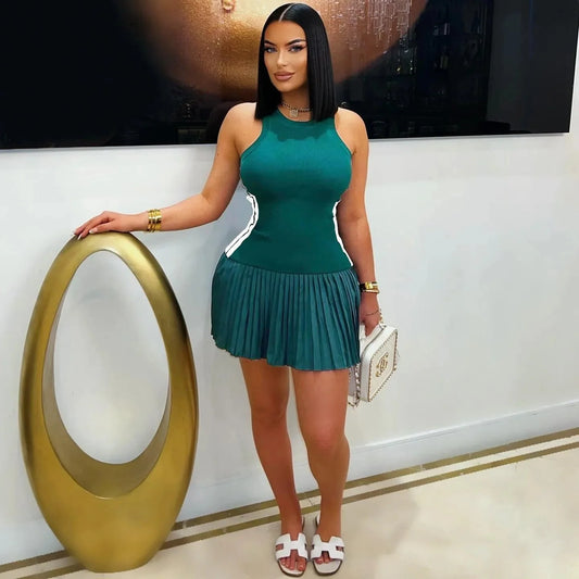 “Velocity Vixen” – Women’s Sleeveless Stretch Mini Dress for Summer Sports & Street Heat (2025 Limited Drop)