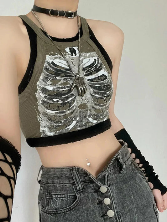 X-RAY VISION TANK – Cyberpunk Skeleton Crop for Future Rebels & Street Sirens