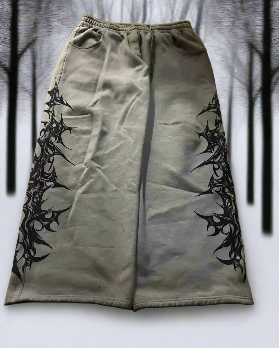 Shadow Vibe Y2K Gothic Harajuku Elastic Waist Pants – Loose Fit Hip-Hop Streetwear for Men & Women