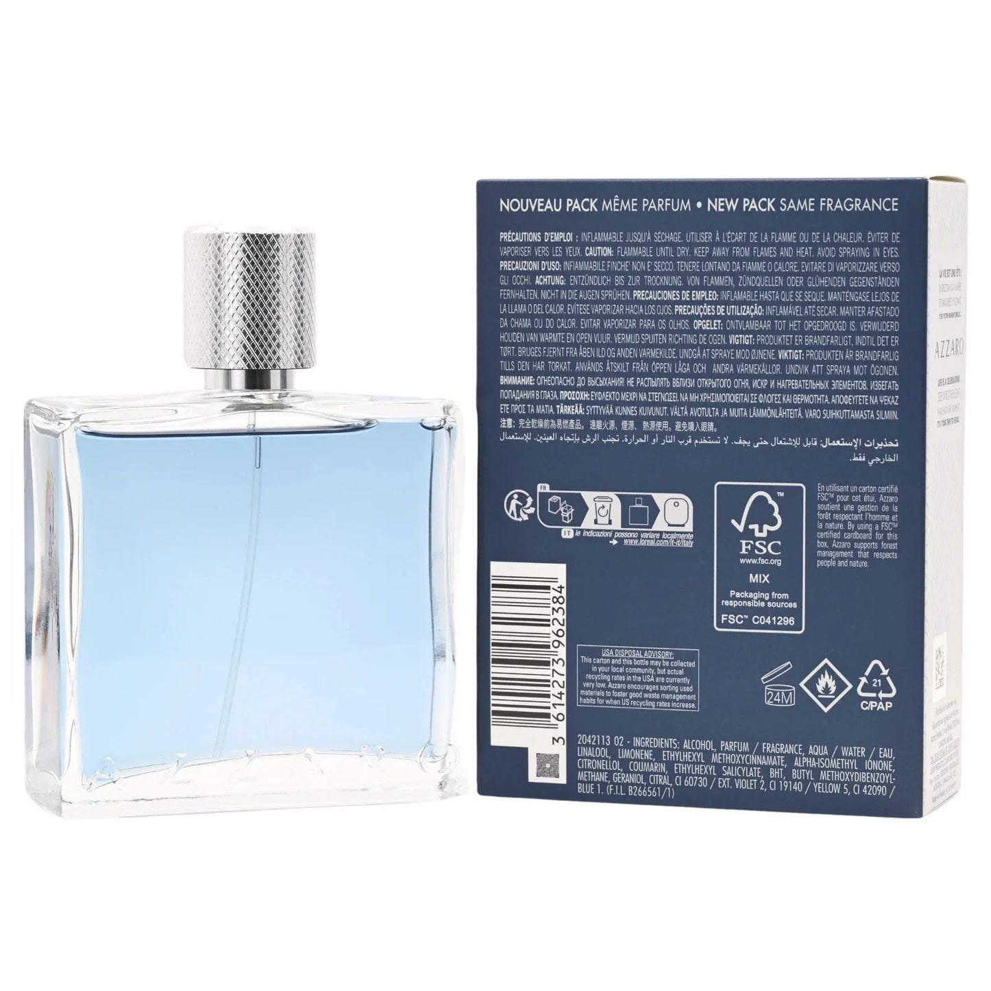 Azzaro Chrome United Eau De Toilette Spray for Men 3.4 oz