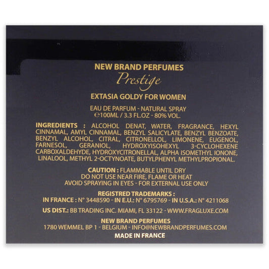 New Brand Extasia Goldy for Women 3.4 oz EDP Spray
