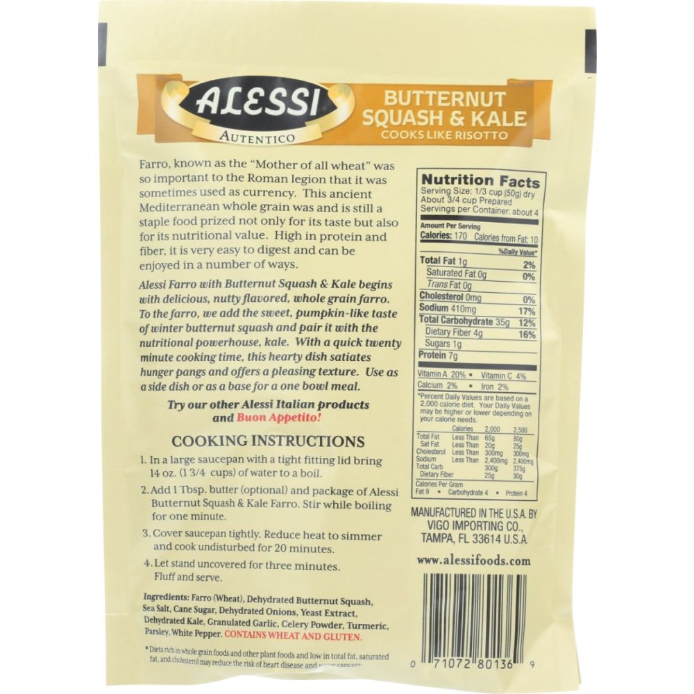 ALESSI: Butternut Squash and Kale Farro, 7 oz