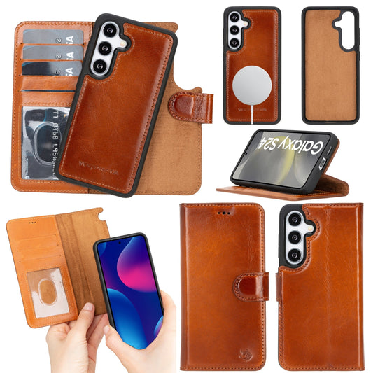 Buffalo Leather Samsung Galaxy S24 Plus Wallet with Detachable Case