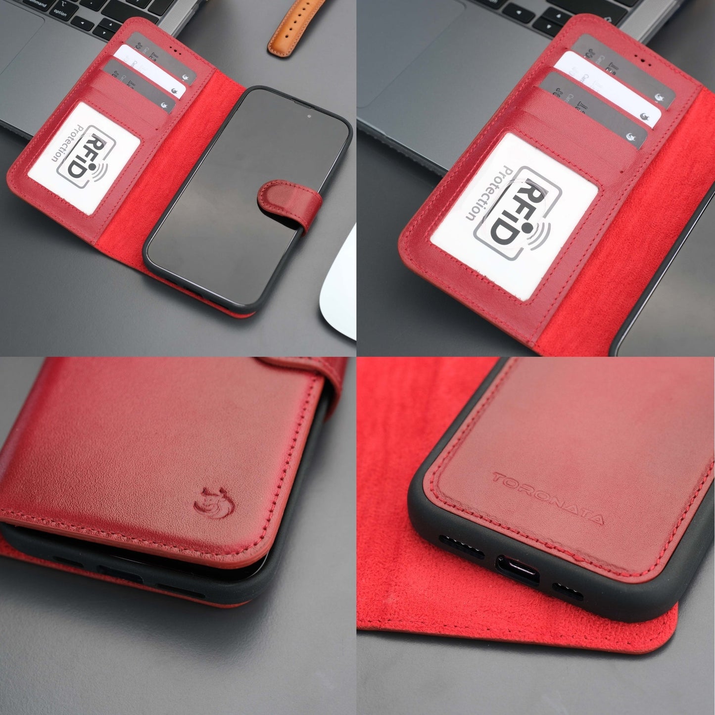 Casper Leather iPhone 15 Pro Wallet Case | Detachable MagSafe Compatible RFID Protection