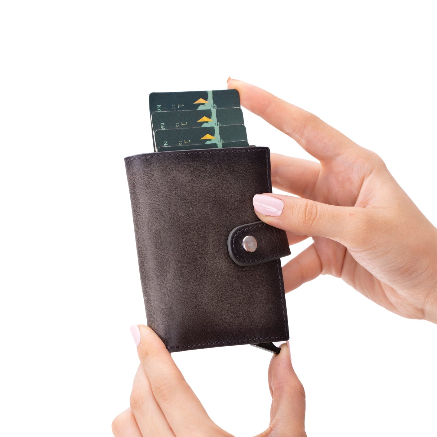 Douglas Genuine Leather Pop-Up Wallet with AirTag Slot - RFID Blocking Cardholder