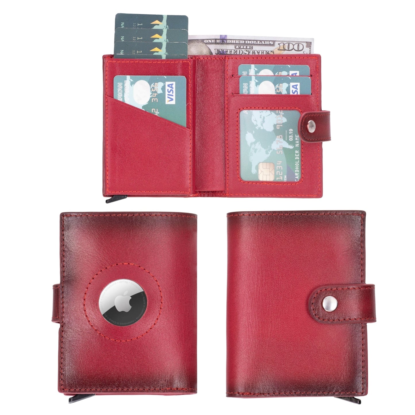 Douglas Genuine Leather Pop-Up Wallet with AirTag Slot - RFID Blocking Cardholder