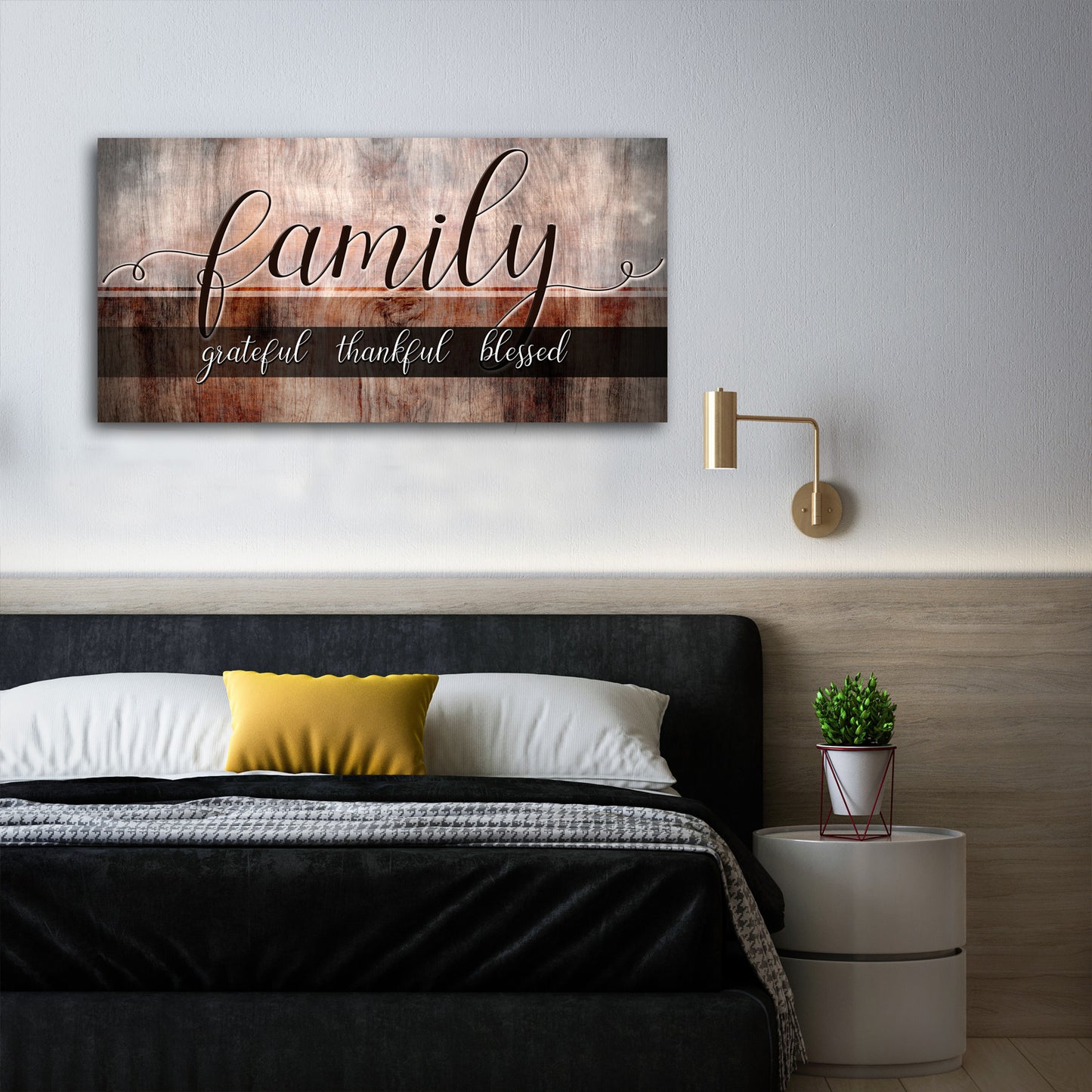 Canvas Wall Art for Living Room,Family Grateful Thankful Blessed,Family Wall Decor,Christian Wall Decor,Blessed Wall Decor,Artwork Framed Painting Home Decoration Ready to Hang 20"x40"