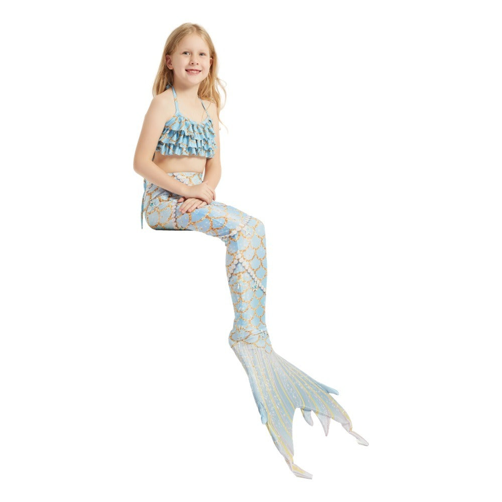 Mermaid Tails Swimsuit for Girls Swimming 3Pcs Mermaid Princess Bathing Suit