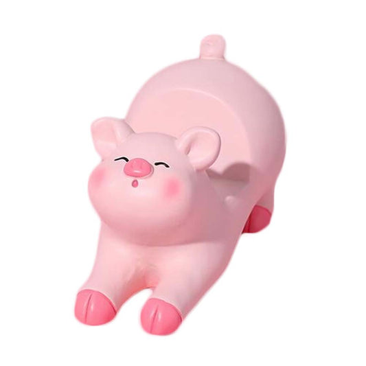Resin Desktop Cell Phone Stand Cute Pink Stretch Pig Mobile Phone Support Holder Stand