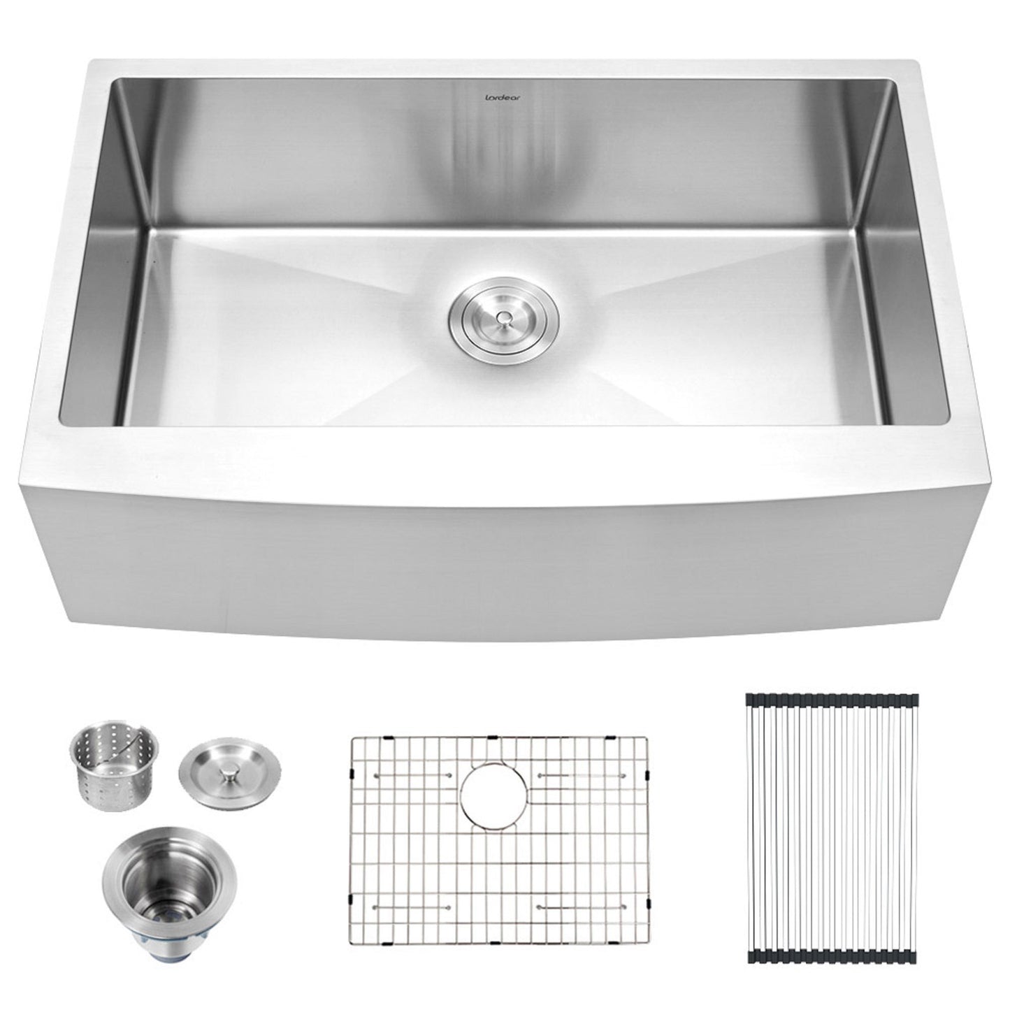 Lordear Farmhouse Sink Apron Front 16 Gauge Stainless Steel Single Bowl Farm Kitchen Sink