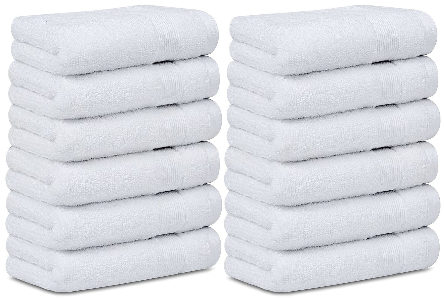 Resort Collection Soft Washcloth Face & Body Towel Set 12 Pack White 12x12 in Luxury Hotel Plush & Absorbent Cotton Washclothes