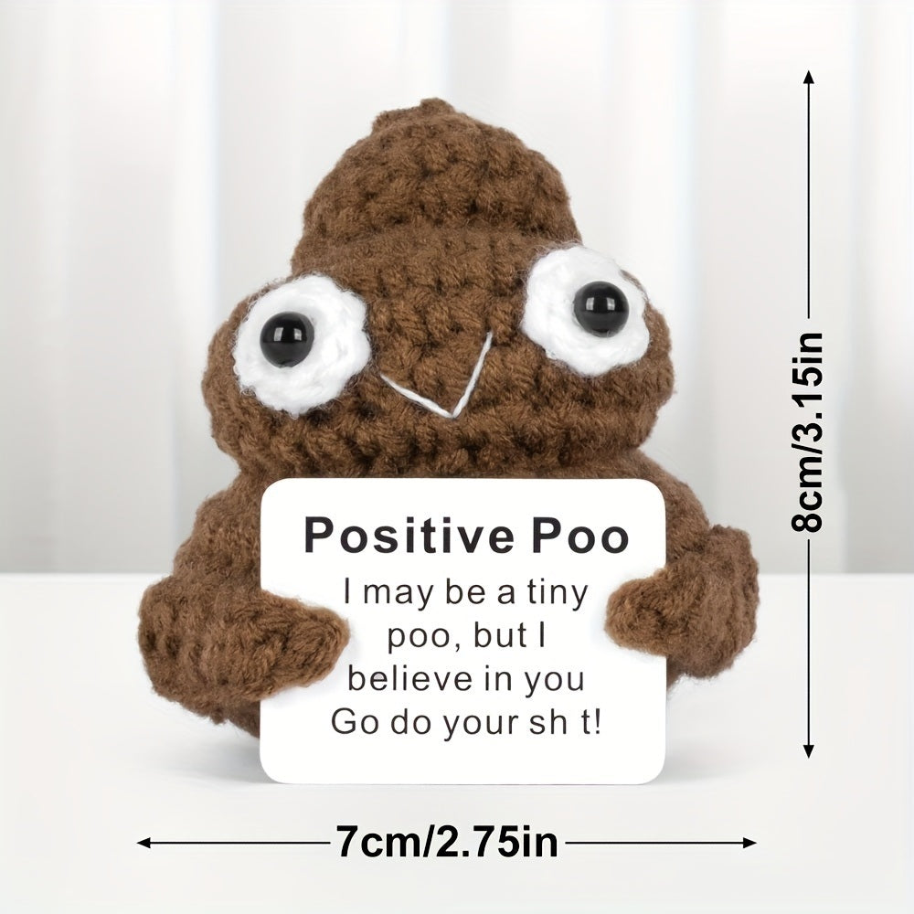 Poo Cute Crochet Potato Toy with Inspirational Quote Card, Ideal Novelty Gag Gift for Friends, Birthdays, Home Decor, Teachers, & Fall Celebrations. Unique Handmade Craft.