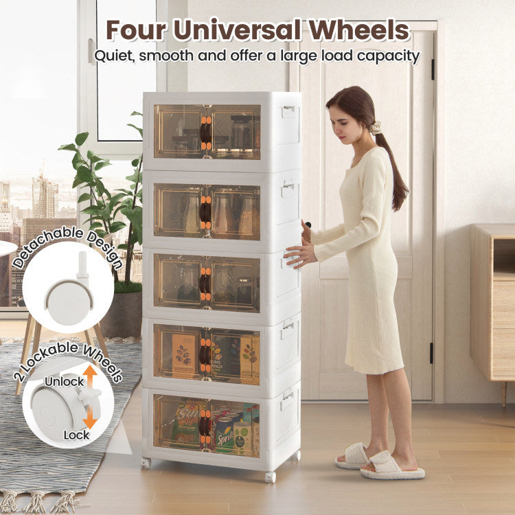 Stackable Storage Bins with Lockable Wheels