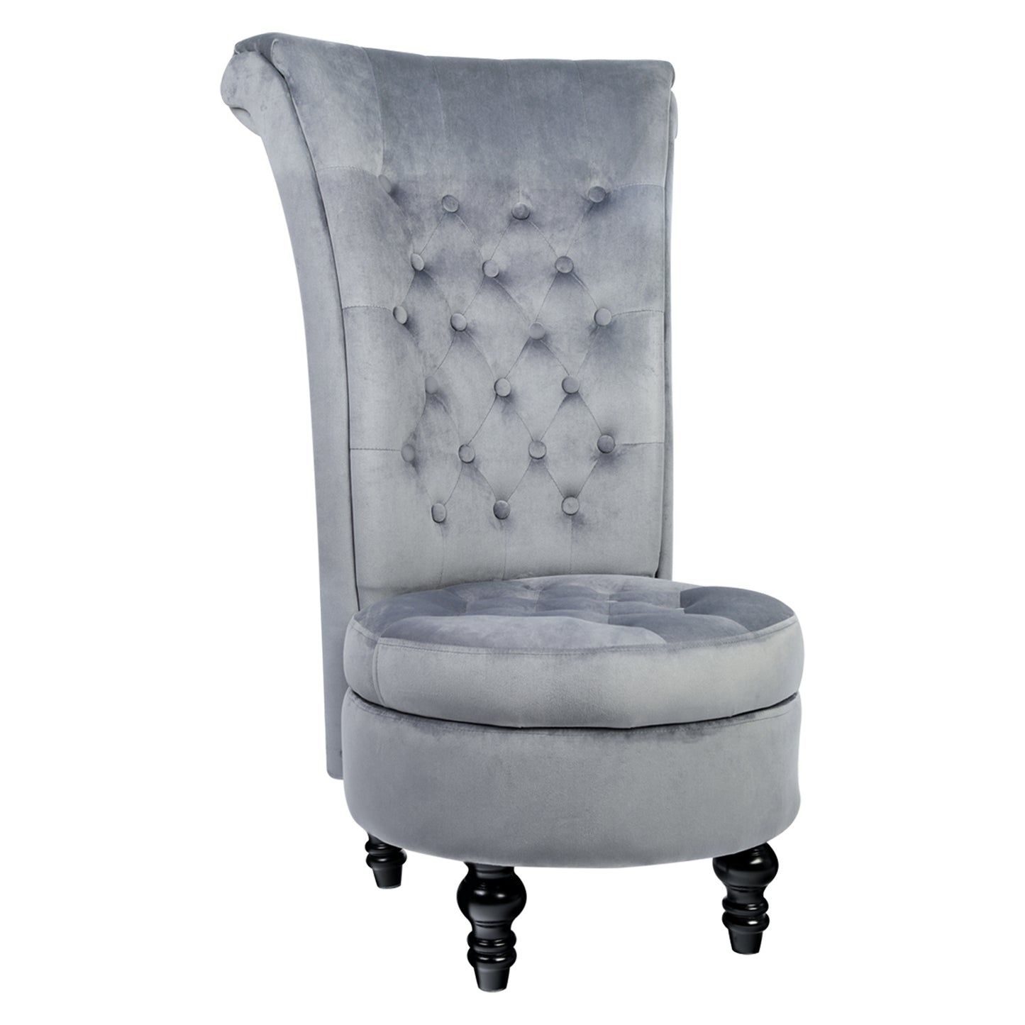 Royal Velvet High Back Armless Chair;  Retro Elegant Luxury Throne Chair;  Upholstered Tufted Accent Seat w/Storage for Dressing Room;  Living Room;  Bedroom