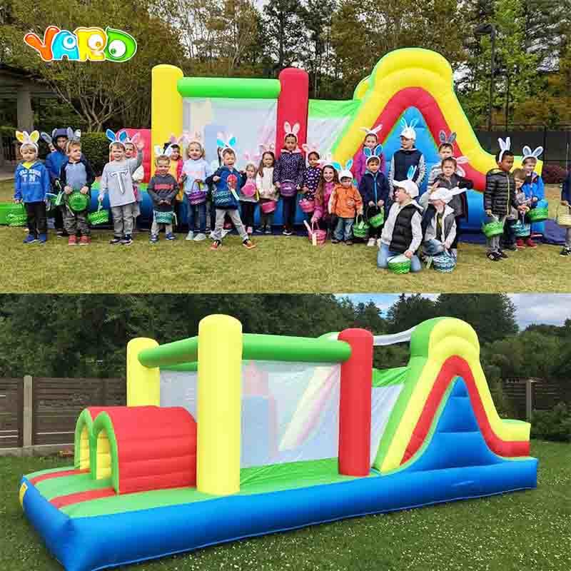 YARD Rainbow Inflatable Obstacle Course Bounce House with Blower