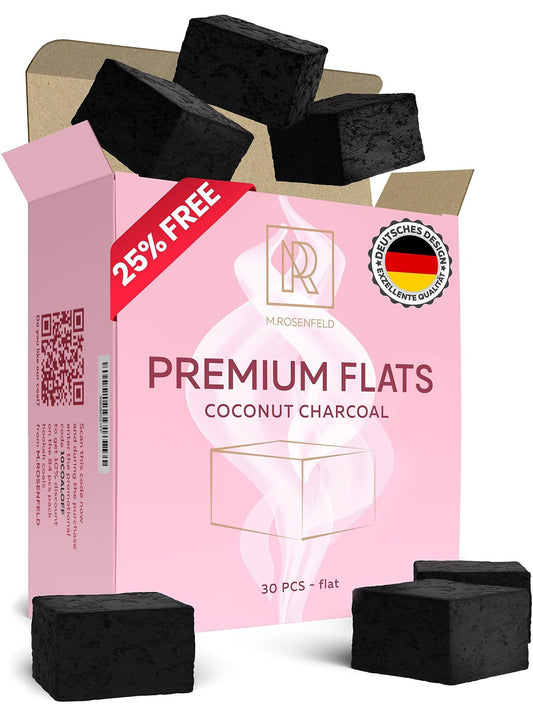 Hookah Coals Flats Coconut Charcoal for Hookah 30 Count Value Pack Premium Quality 15mm 1x1x0.6 in 100% Natural Coconut Hookah Charcoal for Hookah NOT Quick Light Charcoal Pills