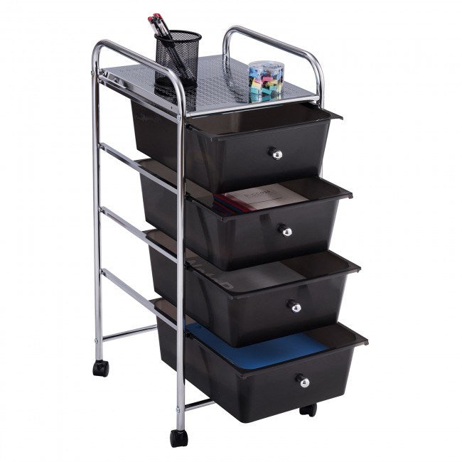 4-Drawer Cart Storage Bin Organizer Rolling with Plastic Drawers